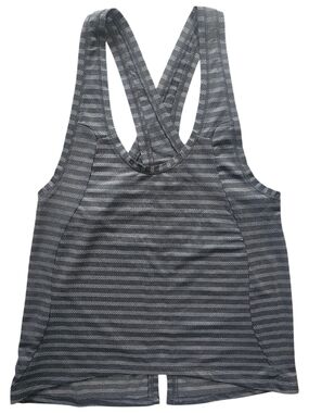 Zyia Active Gray Striped Cross Back Tank Top